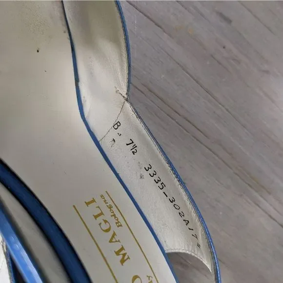 Vintage bruno magli heels blue peeptoes sling - Picture 7 of 10